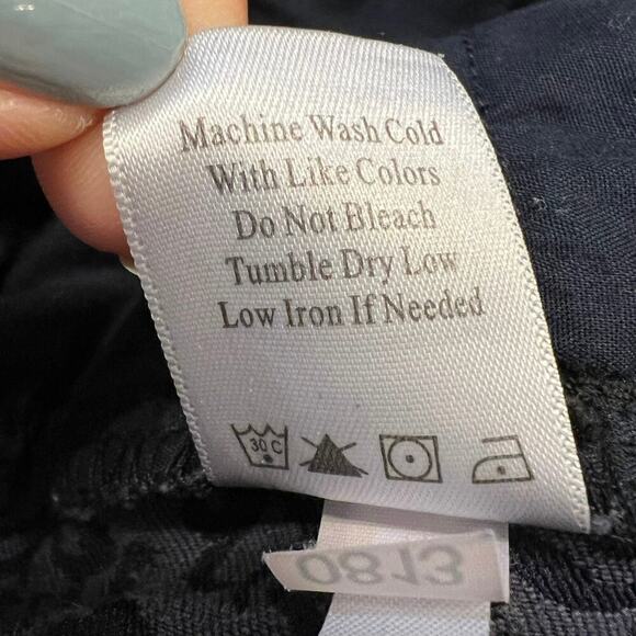 Coldwater Creek Natural Fit Navy Blue Jacqard Pants Size 14 Brocade Look - Picture 11 of 12